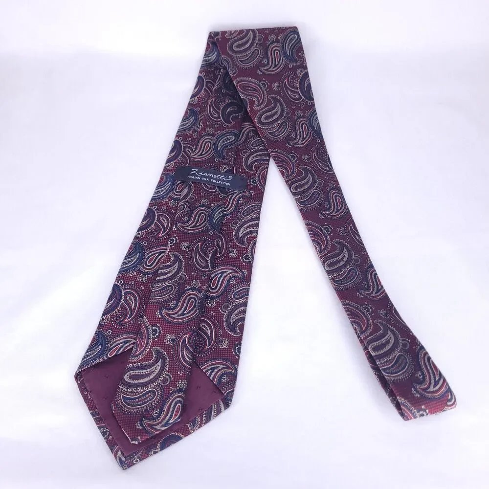 Zanetti Silk Tie Red Paisely AOP Italian Silk Collection